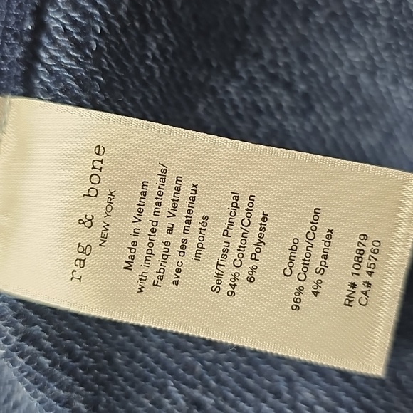 Rag & Bone Terry Sweatshirt, Heathered Indigo Blue, Size Medium, NEW - Picture 8 of 12